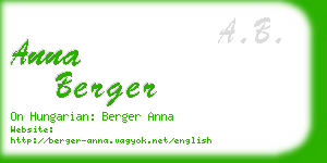 anna berger business card